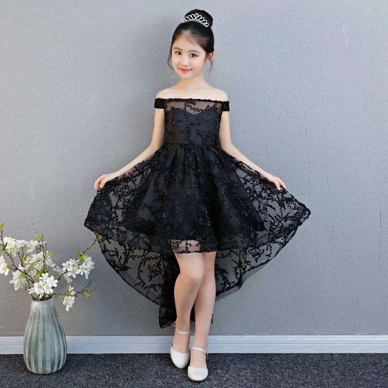 5 видов стилей черные детские Платья с цветочным узором для девочек бальное