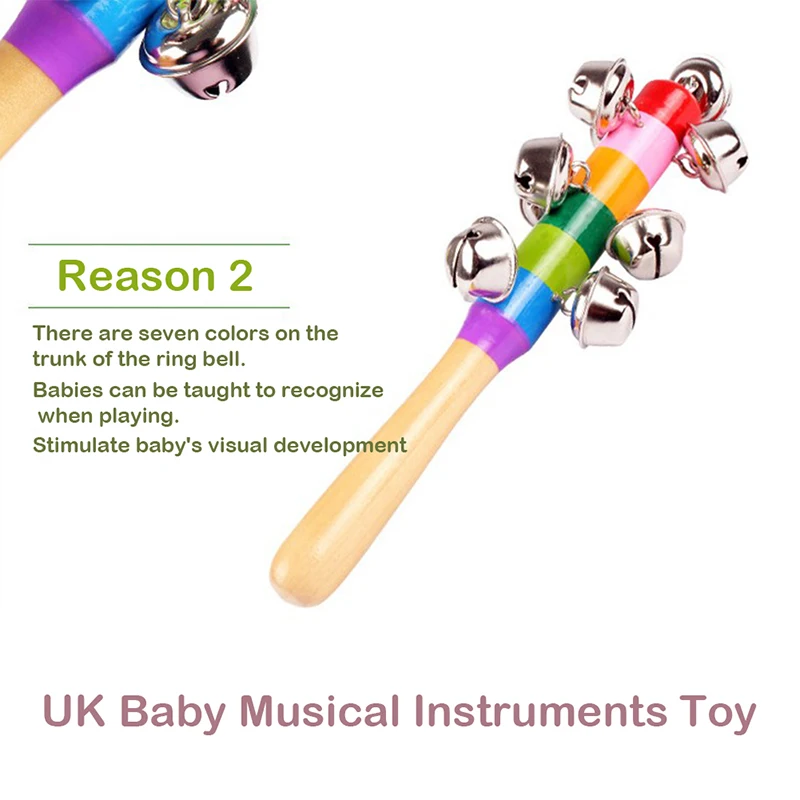 Детский музыкальный инструмент деревянная погремушка ручной Колокольчик