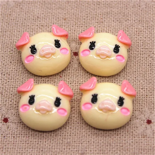 cream 10pcs 10 шт. 17*18 мм заколки для волос Маленькая свинья плоский кабошон для детская клипса DIY аксессуары для украшений для волос - Цвет: cream 10pcs