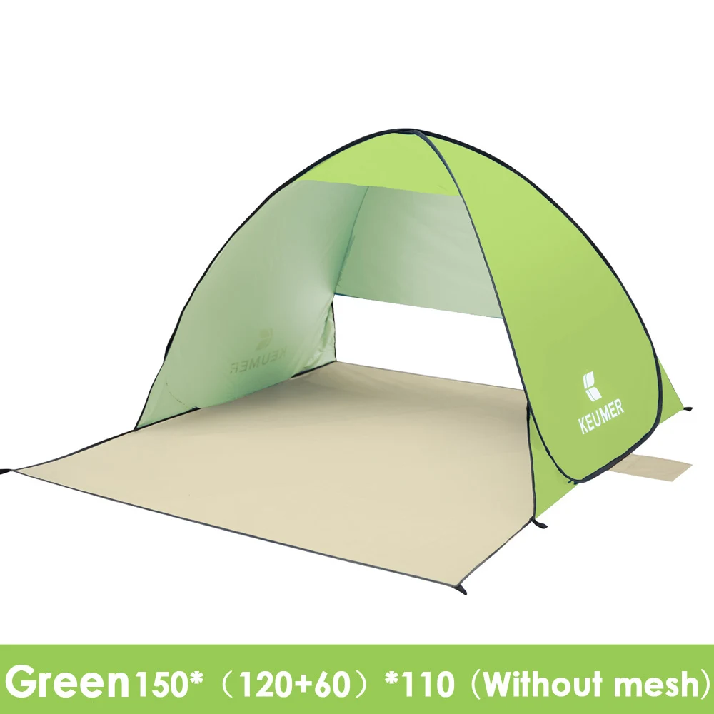 Green without mesh Автоматический Пляжный Тент KEUMER с защитой от ультрафиолета, 2 человека, палатка для кемпинга, Мгновенный Всплывающий открытый тент с защитой от ультрафиолета - Цвет: Green without mesh