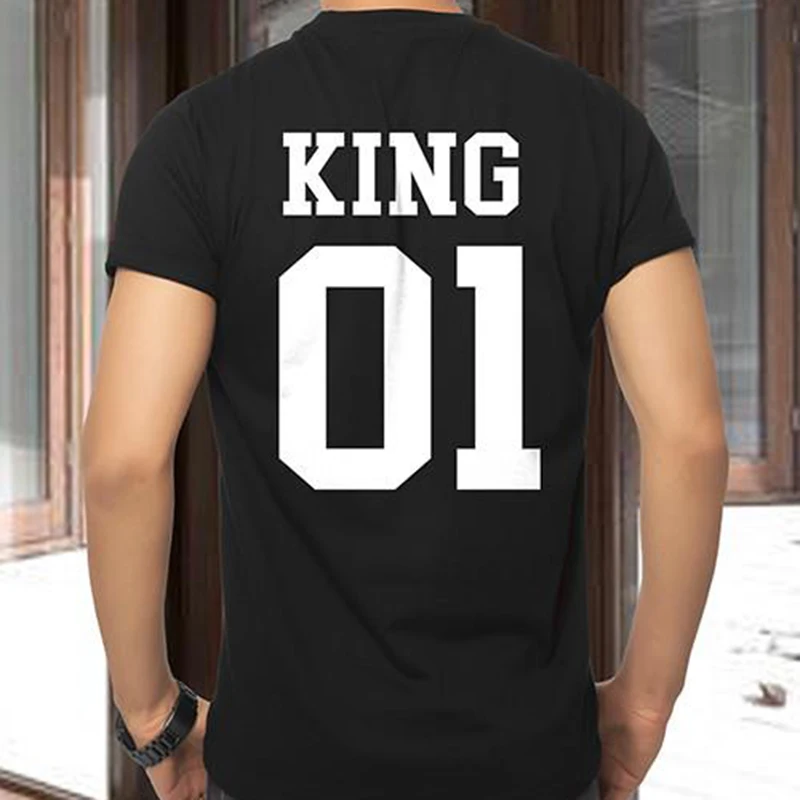 EnjoytheSpirit King 01 Queen мягкие хлопковые футболки с принтом на спине для влюбленных пар