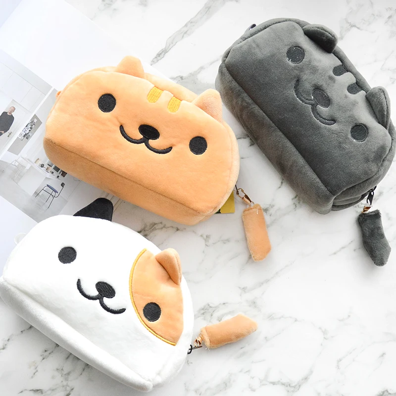 Candice guo! cute plush toy lovely cartoon cat kitten soft pencil bag cosmetic storage pocket birthday Christmas gift 1pc | Игрушки и