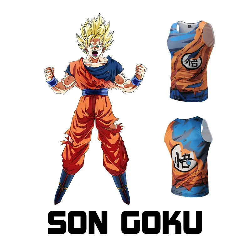 Fsummer футболка аниме Dragon Ball Z 2d майка с принтом Goku Gohan West мужские жилеты без рукавов