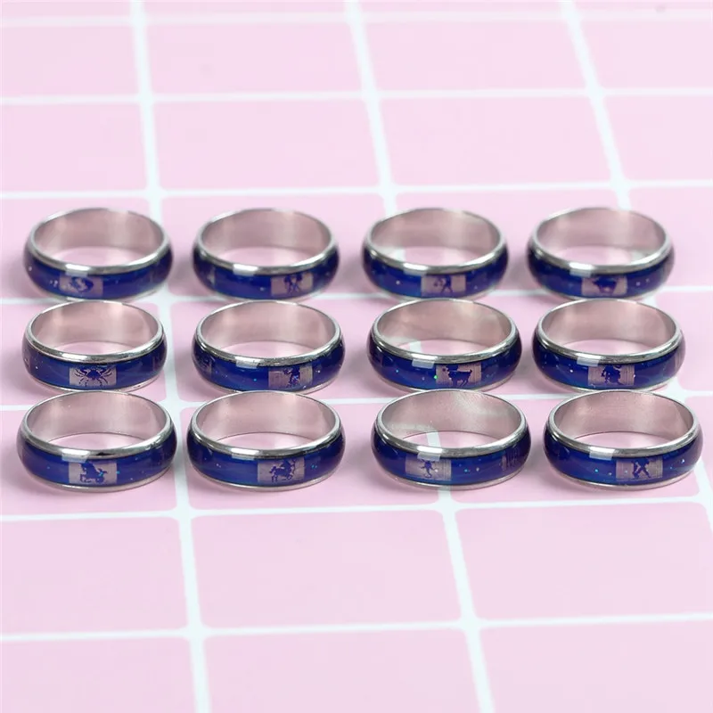 Смешанные зодиака изменения Цвет сплав кольца Температура чувства эмоции для