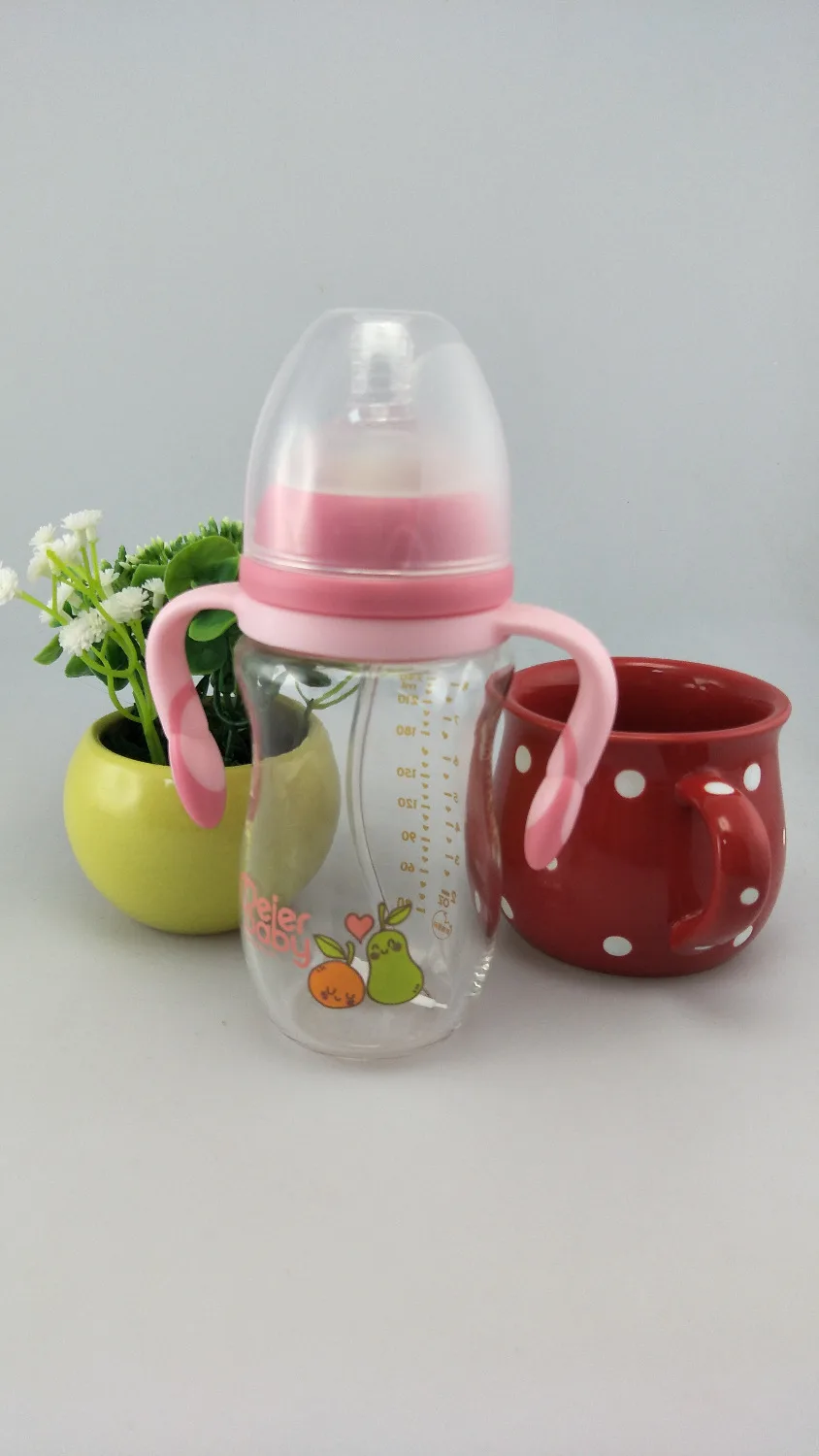 Meierbaby бутылка (M8221) высокое боросиликатное стекло BPA бесплатно жидкий силиконовый