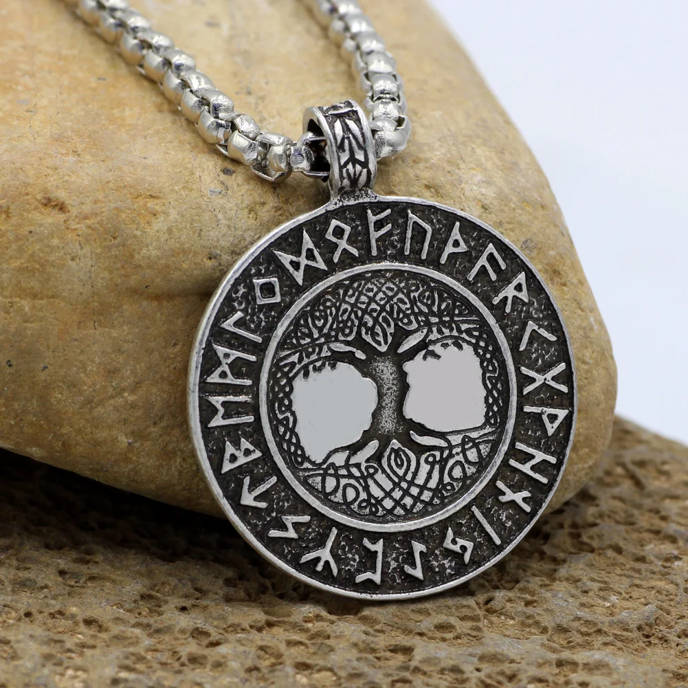 Руны скандинавских викингов амулет кулон ожерелье Древо жизни с рунами Северный
