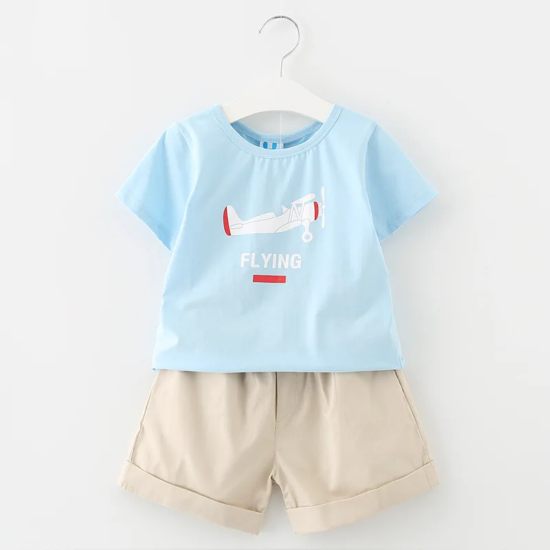 Новый Стиль Лето 2017 Дети Устанавливает Мода Твердые Рубашки + Брюки 2 Шт. Высокое