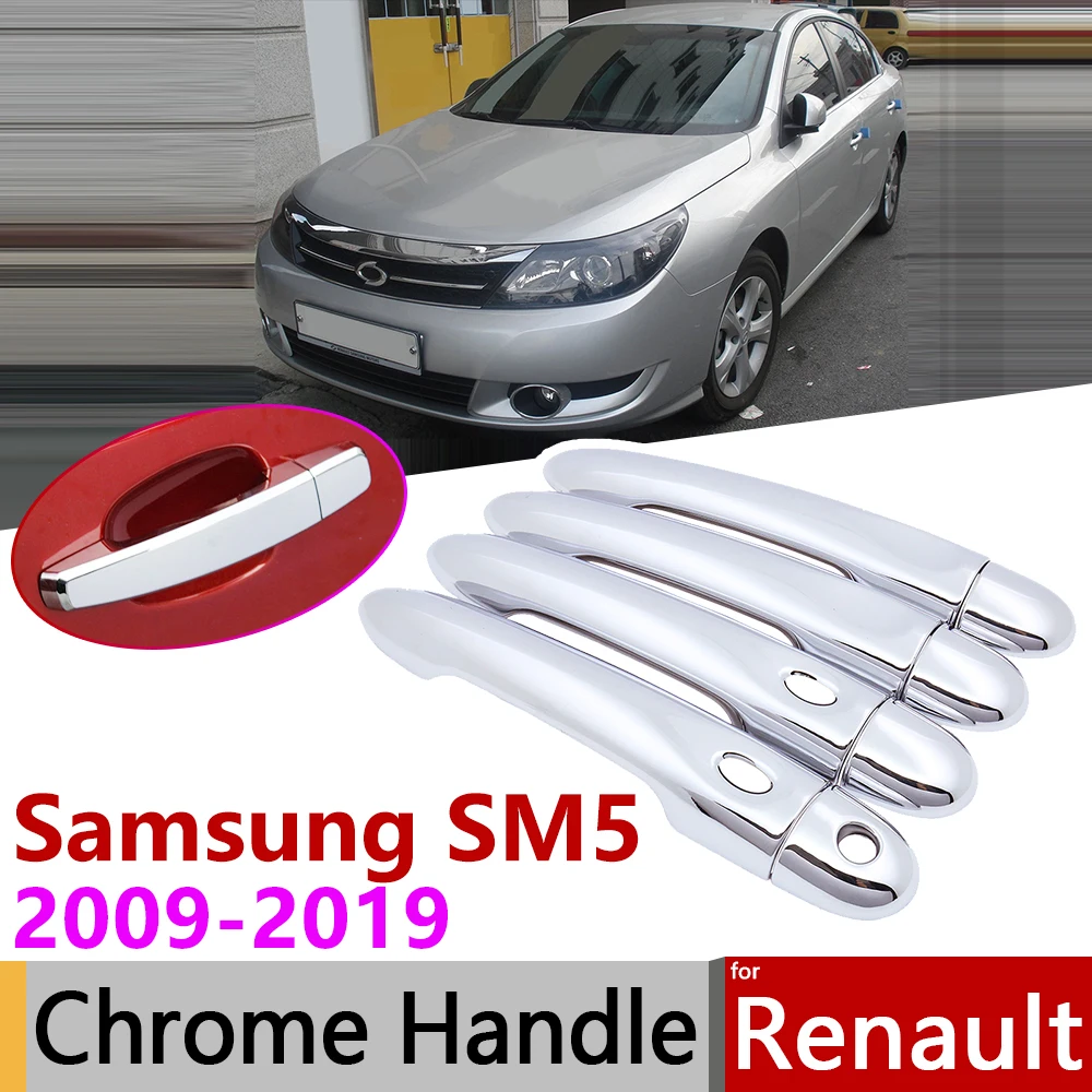 

for Renault Samsung NOVA SM5 L43 2009~2019 Chrome Door Handle Cover Car Accessories Stickers Trim Set 2014 2015 2016 2017 2018