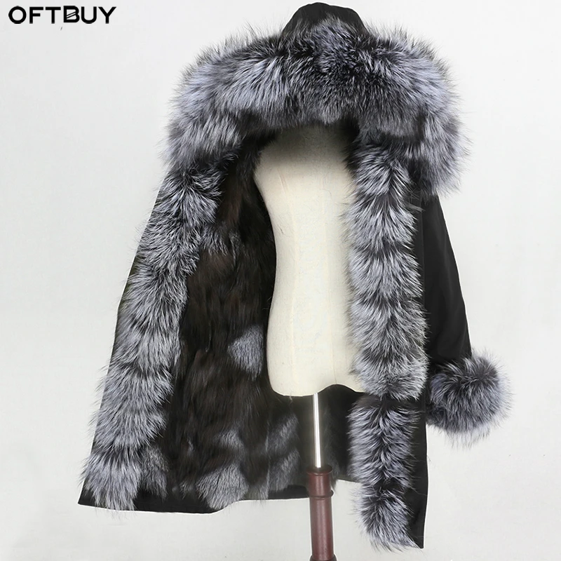 Женская парка с капюшоном OFTBUY длинная из водонепроницаемой ткани съемный