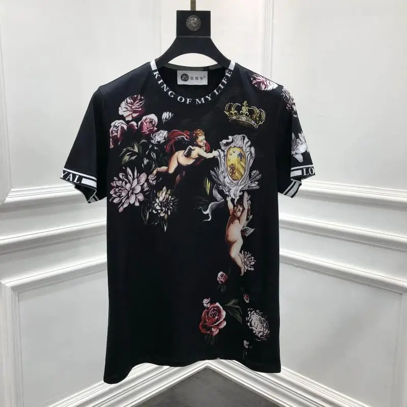 2019 Весна 19ss новые модные футболки с принтом ангела цветов короны Футболка для