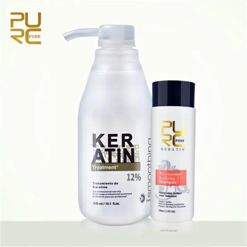 

PURC Brazil Keratin Formalin 12% 300ml + Purifying Shampoo 100ml Set Deep Repairs Damaged Curly Hair Straightening Hair Product