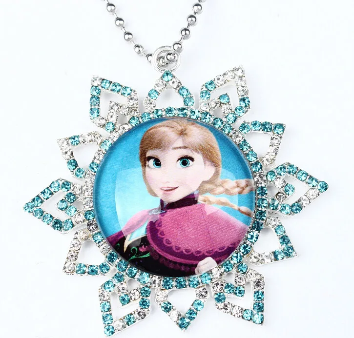 Nice Girl Necklace Anna Elsa Sister Design Full Rhinestone Snow Flake Charm Kids Child Best Birthday GiftAccessoriesWX1 | Украшения и