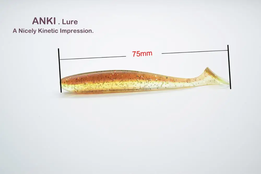 ANKI 75 мм 2,4 г 20/шт рыболовные приманки, наживки Easy Shiner Swimbaits Мягкая силиконовая приманка двойной цвет Искусственный Карп Мягкая приманка