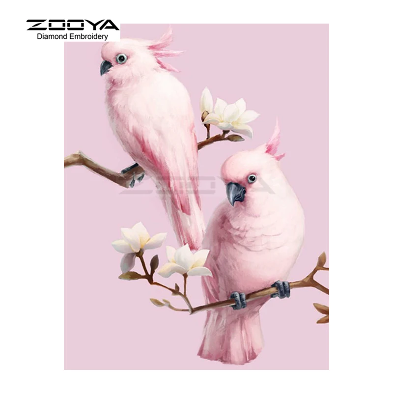 

ZOOYA Diamond Embroidery 5D DIY Diamond Painting Pink Bird Parrot Lover Diamond Painting Cross Stitch Rhinestone Mosaic BJ1754