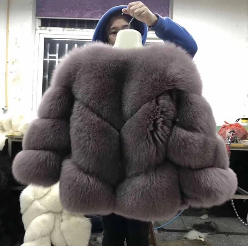 Maroon FURSARCAR новая куртка из натурального меха женская зимняя шуба из лисьего меха Роскошная теплая Модная саржевая дизайнерская короткая подлинный натуральных мех куртка - Цвет: Maroon