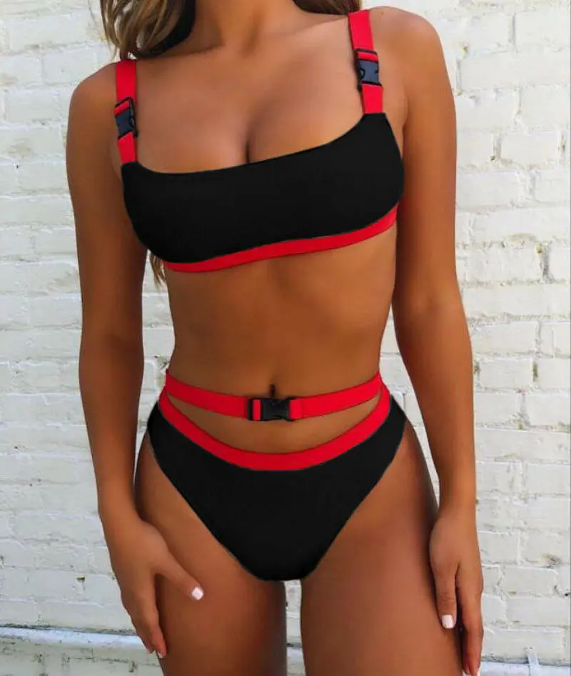 Women Sexy Swimwear Bandage Bikini Push-up Padded Bra Swimsuit Bathing Suit Plastic Buckle Monokini Bikinis | Спорт и развлечения