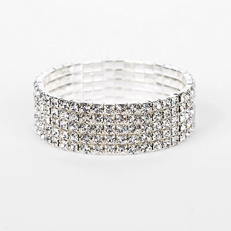 Женский браслет с кристаллами два размера серебристые браслеты свадебные