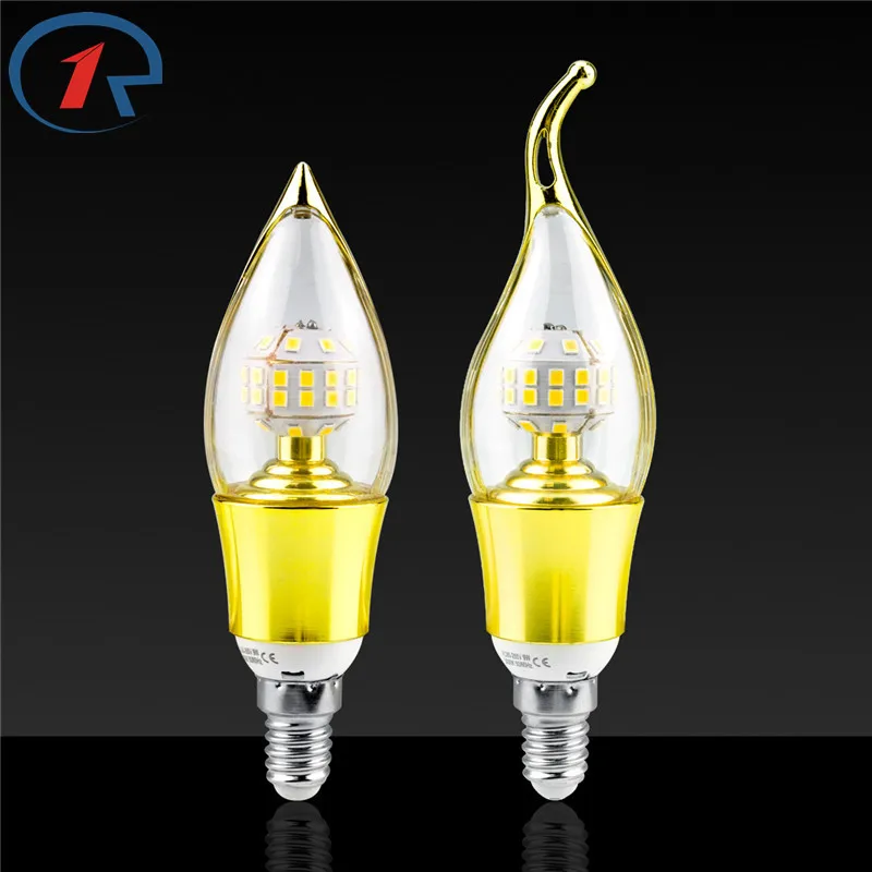 

ZjRight E14 LED energy saving lighting bulb 5W 7W 9W Gold plating process AC65-260V Interior Lighting mini LED Candle Light Bulb