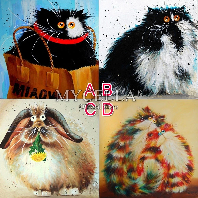 Алмазная живопись 5D сделай сам картина с мультяшными животными кошками мозаика