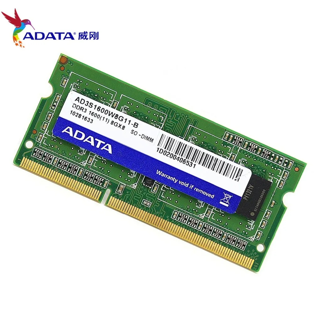 AData 16GB 2pcsX8GB 8G DDR3 8GB 1600MHz PC3 12800 ноутбук RAM SO DIMM 1333 10600 204 PIN память ноутбука|Оперативная
