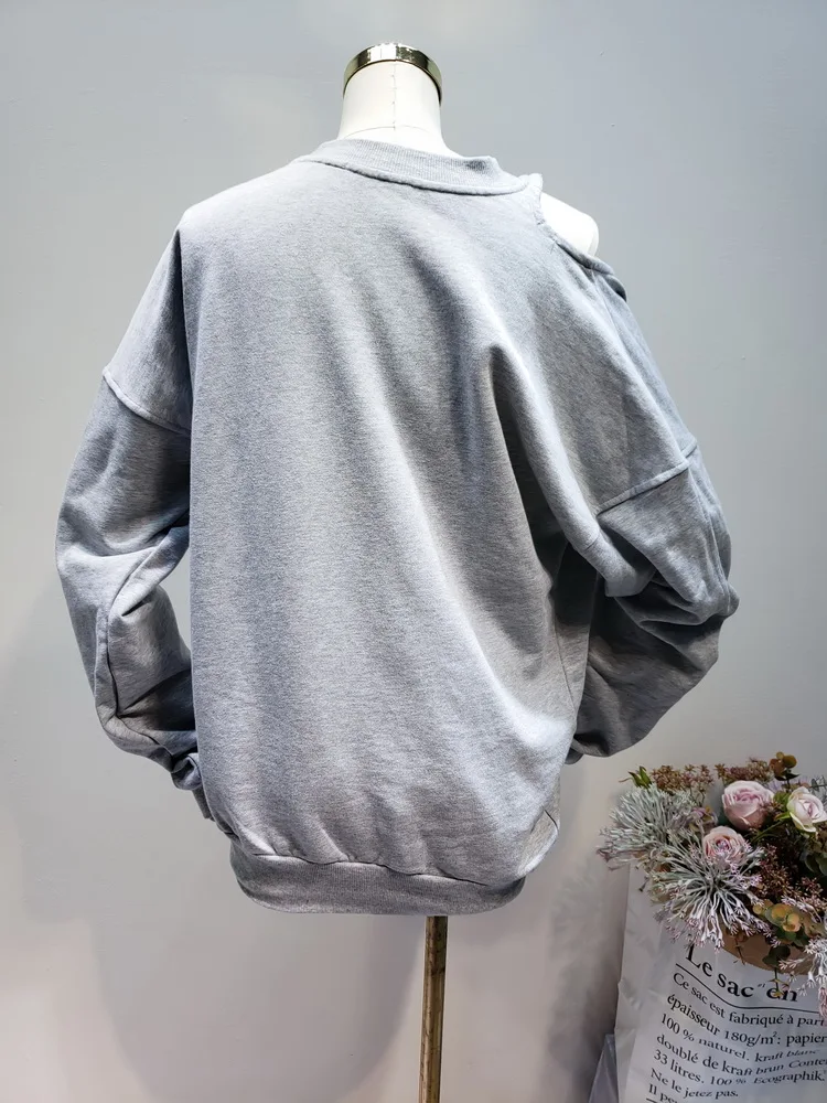 Getвесенняя Женская толстовка с длинным рукавом из хлопка вырезами на шнурке