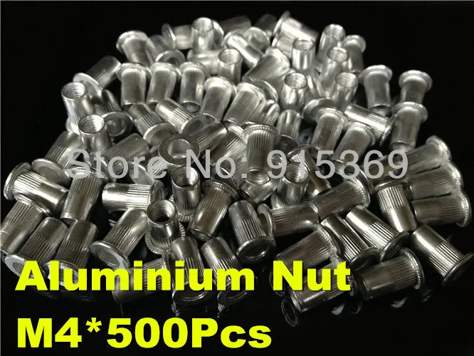 

500pcs M4 Aluminum Rivet Nut ribbed blind insert nut AVK flat head nuts Alu knurled inserts