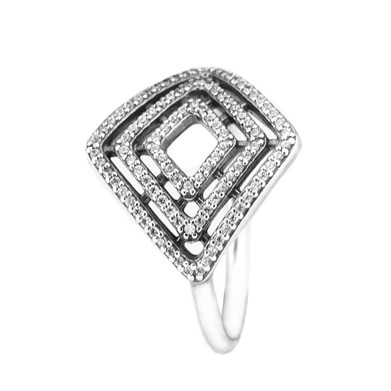 Geometric Lines Rings 100% Authentic 925 Sterling-Silver-Jewelry Free Shipping