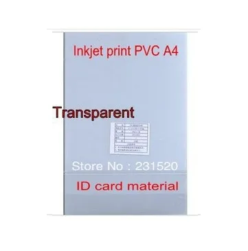 Transparent ID Cards Printing material, Blank Inkjet print PVC sheets A4, 50sets,Single side print, 0.43mm thick