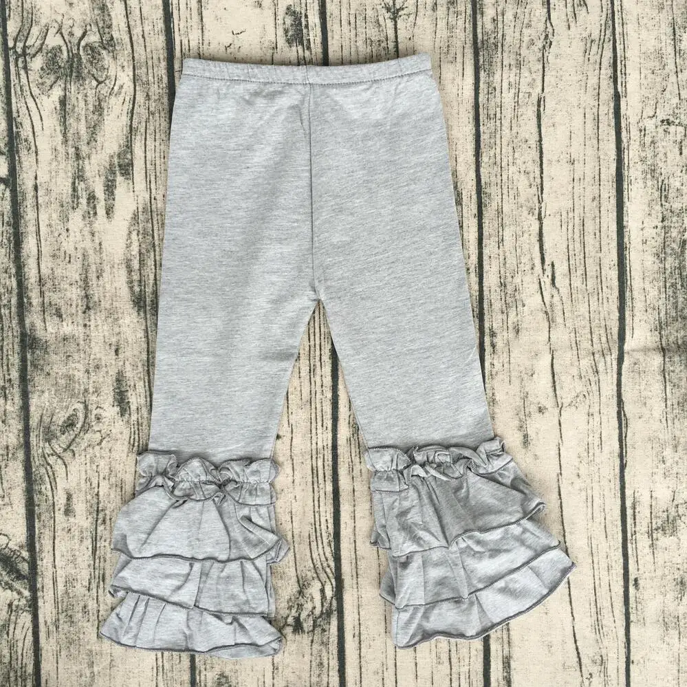 

Soft cotton ruffle regular pant wholesale icing leggings baby girl icing ruffle pants boutique gray icing legging