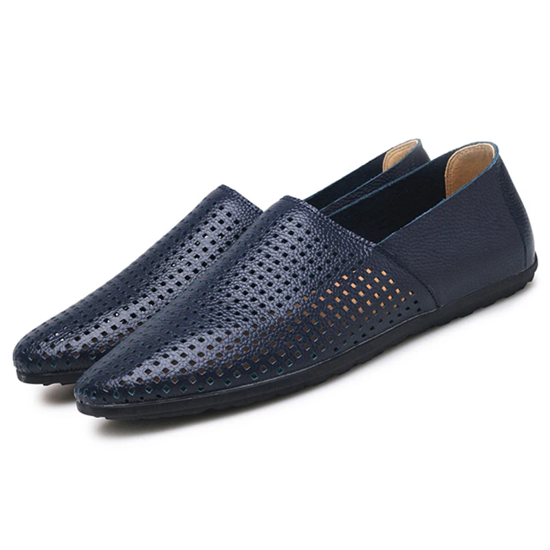 Плюс Размеры 46 Для мужчин повседневная обувь с острым носком полые Обувь кожаная