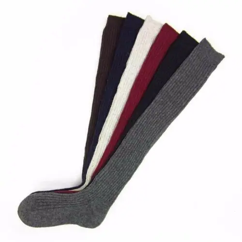 Зимние теплые женские вязаные хлопковые плотные длинные леггинсы до бедра