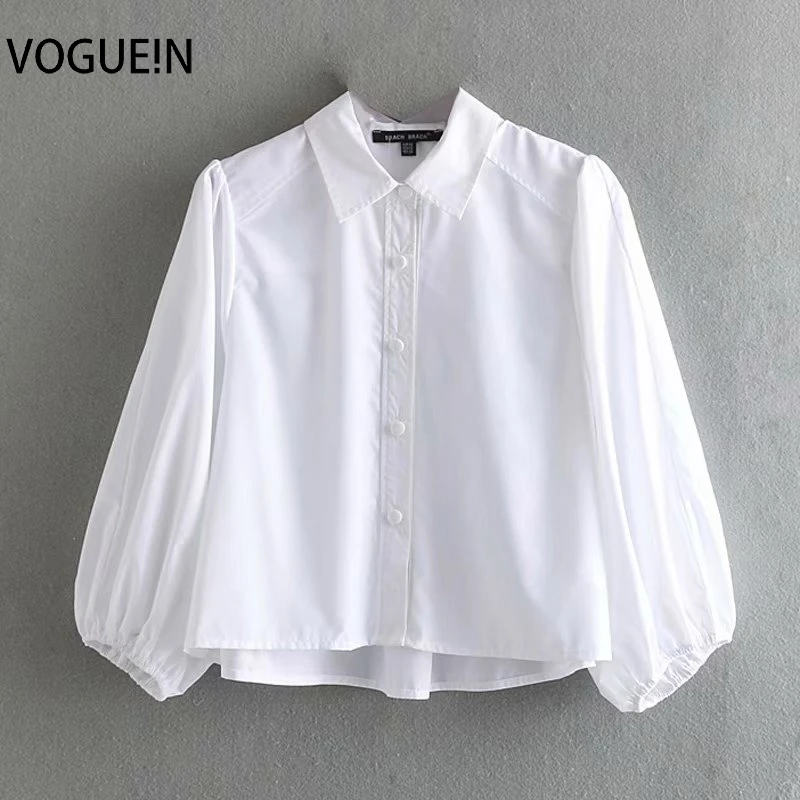 VOGUEIN Новая женская летняя повседневная однотонная белая короткая блузка с