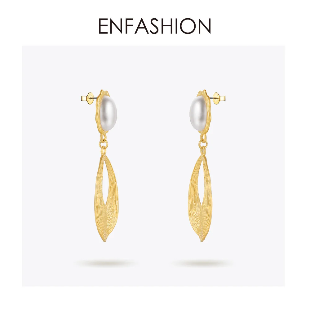 Enfashion жемчужные Винтажные висячие серьги для женщин золотого цвета большие