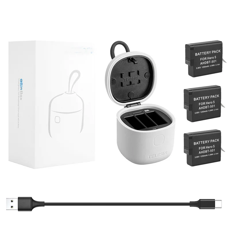 Зарядное устройство с 3 usb-портами для солнечное зарядное устройство+ ящик для хранения+ USB 3,0 кард-ридер для экшн-Камеры GoPro Hero 7/6/5 Hero7 «Город героев 6», черный аксессуары