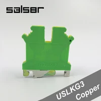 50pcs uslkg3 terminal blocks uk3n universal din rail mounted lug plate wiring row connection copper 2 5mm2