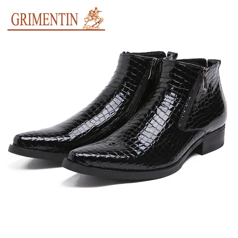Мужская деловая обувь GRIMENTIN из натуральной кожи на молнии свадебная 2019|leather