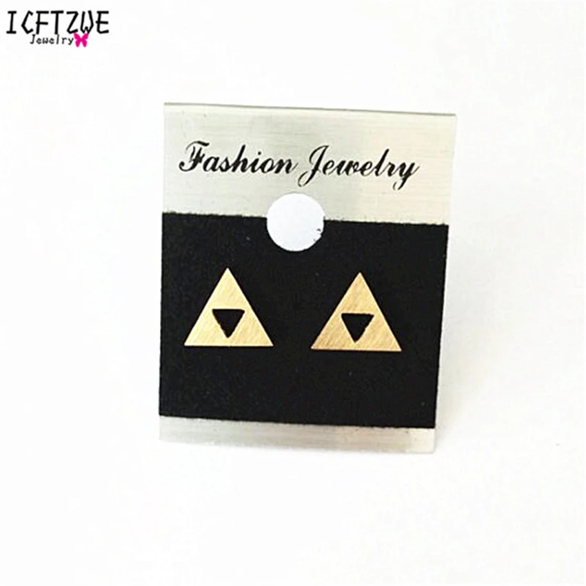 Dianshangkaituozhe 10 пар; модные aros Нержавеющая сталь Brincos Треугольники Triforce золотой цвет серебристый Zelda серьгу Для женщин