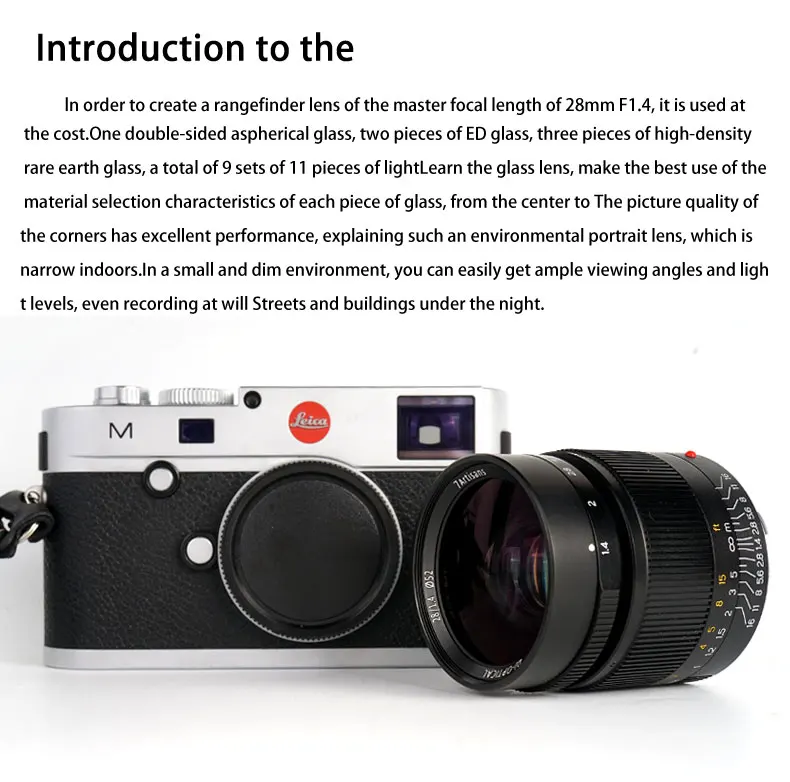 7 artisans 28 мм F1.4 Большая диафрагма paraxial M-mount объектив для камер Leica M-M M240 M3 M5 M6 M7 M8 M9 M9P M10
