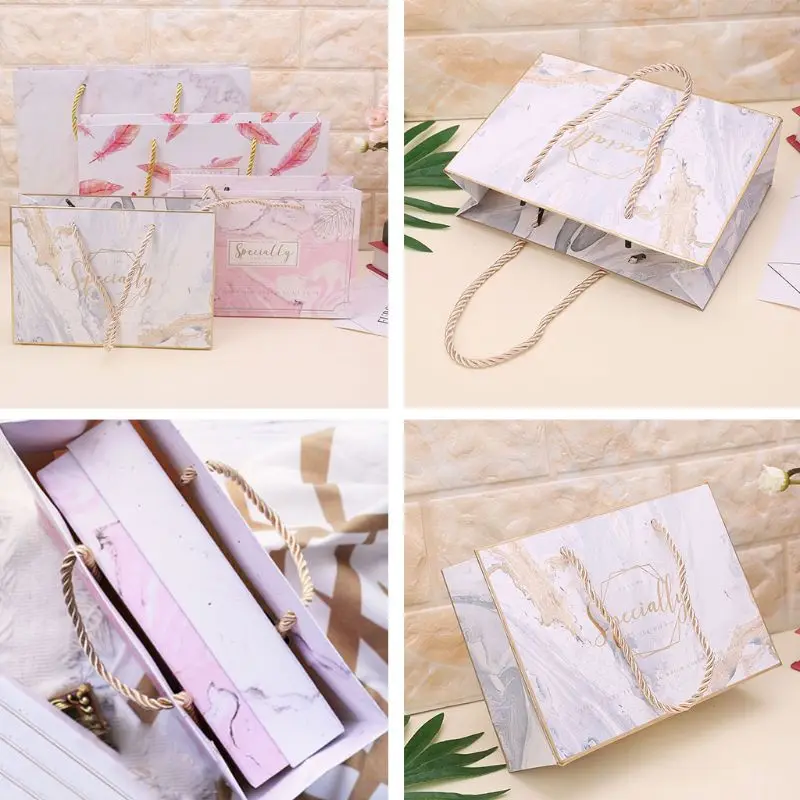 

1PC Paper Gift Bag With Handle Wrapping Package Festival Jewelry Wedding Party Recyclable Bags Birthday Supplies Gift Wrap
