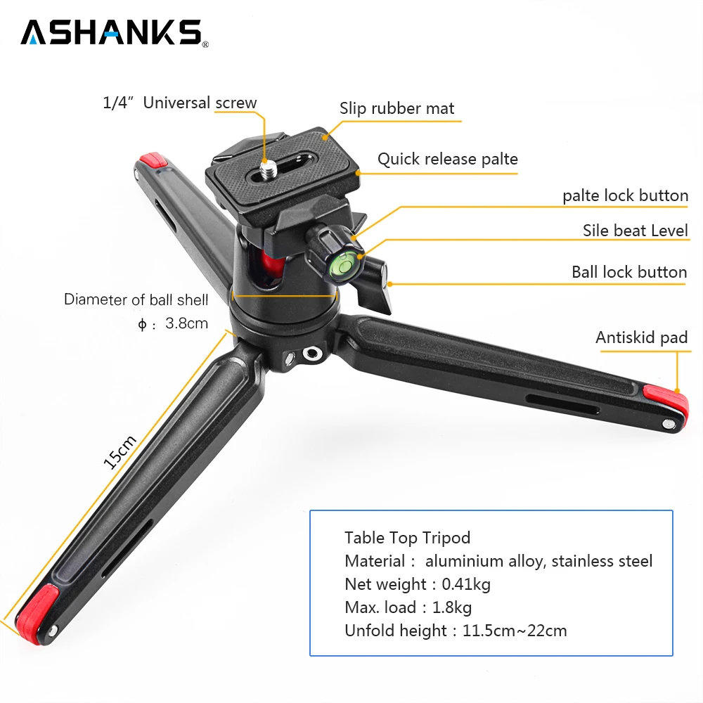 ASHANKS камера для путешествий Штатив студийной фотосъемки Canon Nikon sony DSLR Cam/Gopro Action