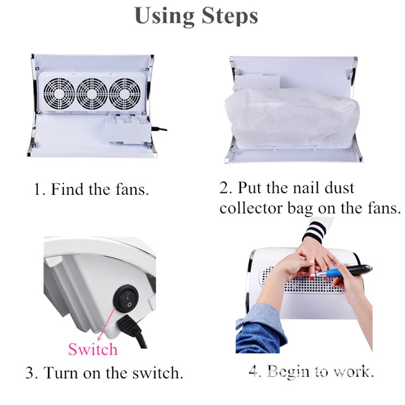 40 Вт мощный пылесборник для ногтей Вентилятор салон всасывания машина пылесос