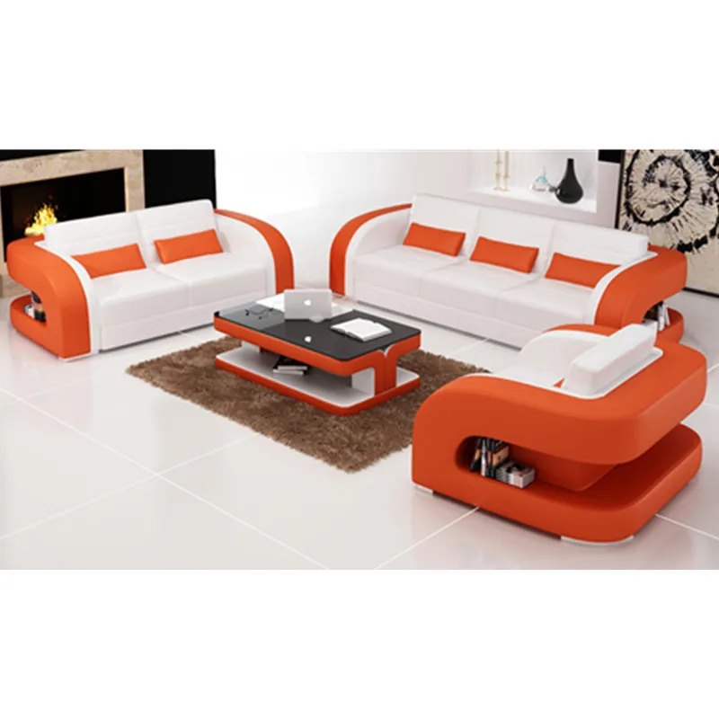 Оранжевый и белый современный кожаный диван для гостиной|modern couch|design couchcouch design |
