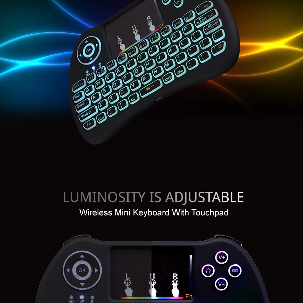 WooYi H9 2,4 ГГц Беспроводная мини клавиатура Air mouse с RGB подсветкой сенсорная панель для Android Google tv Box TZ P9 i8 русская версия