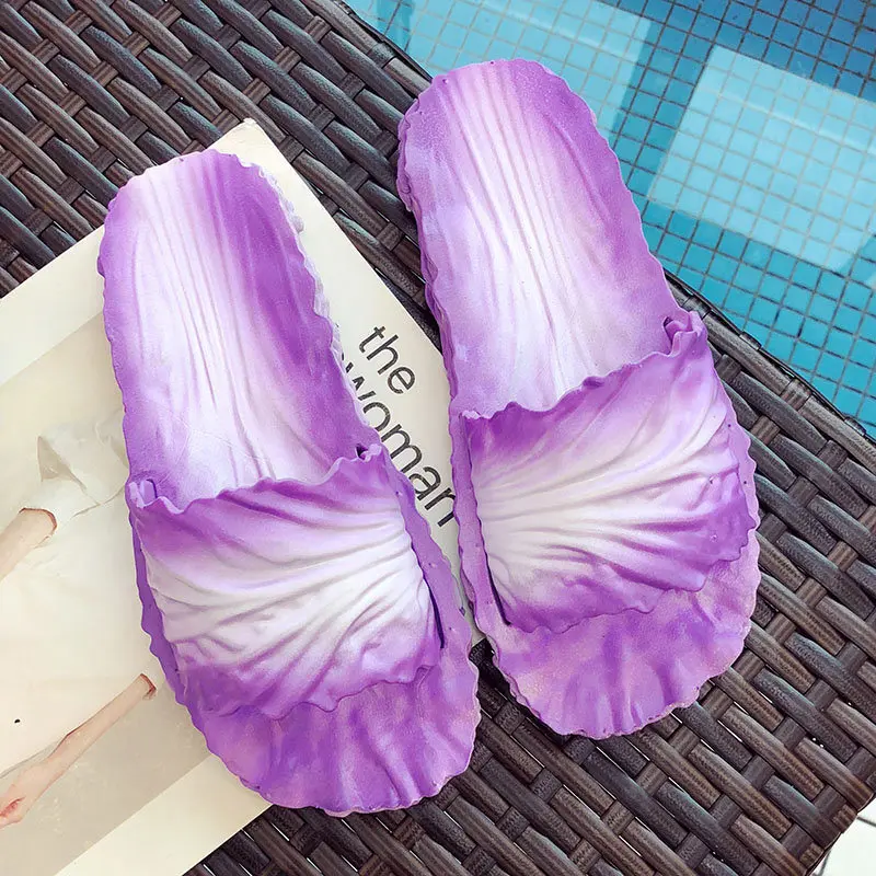 purple Женские тапочки; Домашние шлепанцы для ванной; забавная обувь; Нескользящие мягкие шлепанцы на плоской подошве; женская летняя пляжная обувь тапочки тапочки домашние женские тапки тапки домашние тапки домашние - Цвет: purple