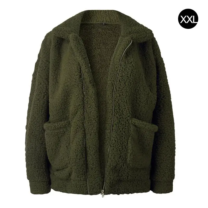 Green 9 цветов, пальто из искусственного меха, женская меховая куртка, пальто с плюшевыми карманами, верхняя одежда с отложным воротником, короткое пальто, женские Повседневные Вечерние пальто - Цвет: Green