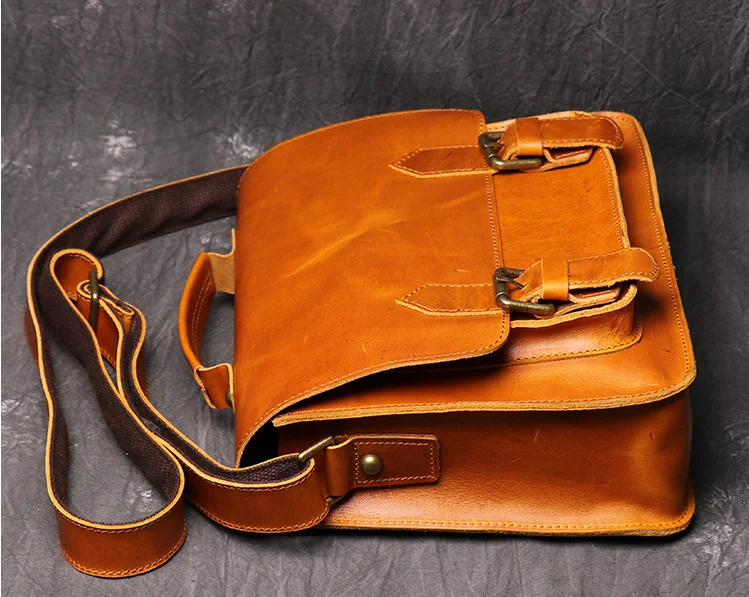 Crazy Horse Men Genuine Leather Briefcases Cross Body Shoulder High Capacity Business Bag Fashion Handbags Students Satchel D839 | Багаж и
