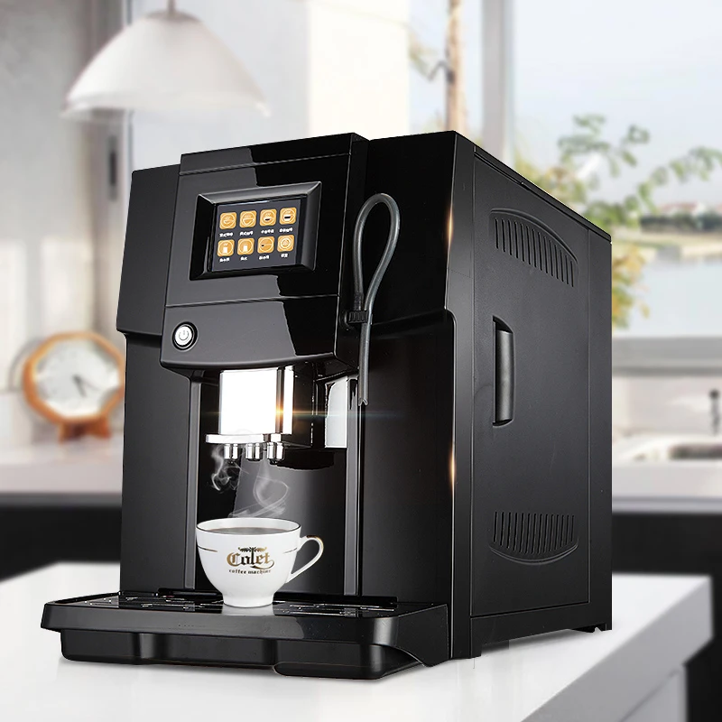 Four languages Commerical Fully Automatic coffee machine LCD espresso coffee machine&coffee grinder 19 bar cappuccino maker 220v
