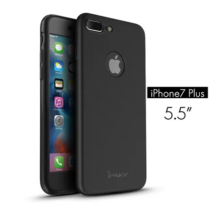Black for 7 plus IPAKY бренд полная защита для iphone 7 4,7 ''для iphone 7 plus 5,5'' с закаленной стеклянной пленкой - Цвет: Black for 7 plus