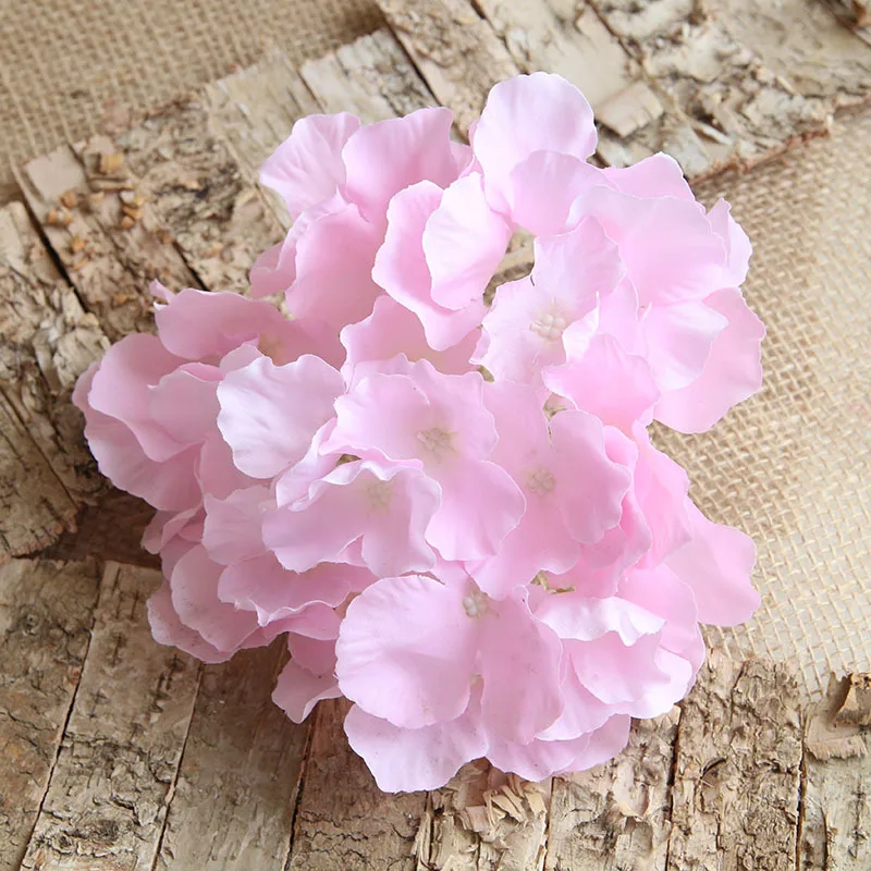 

100pcs 18cm Artificial Hydrangea Silk Flower Heads For Wedding Fake Hydrangea Heads High Quality Silk Hydrangea White/Pink/Blue