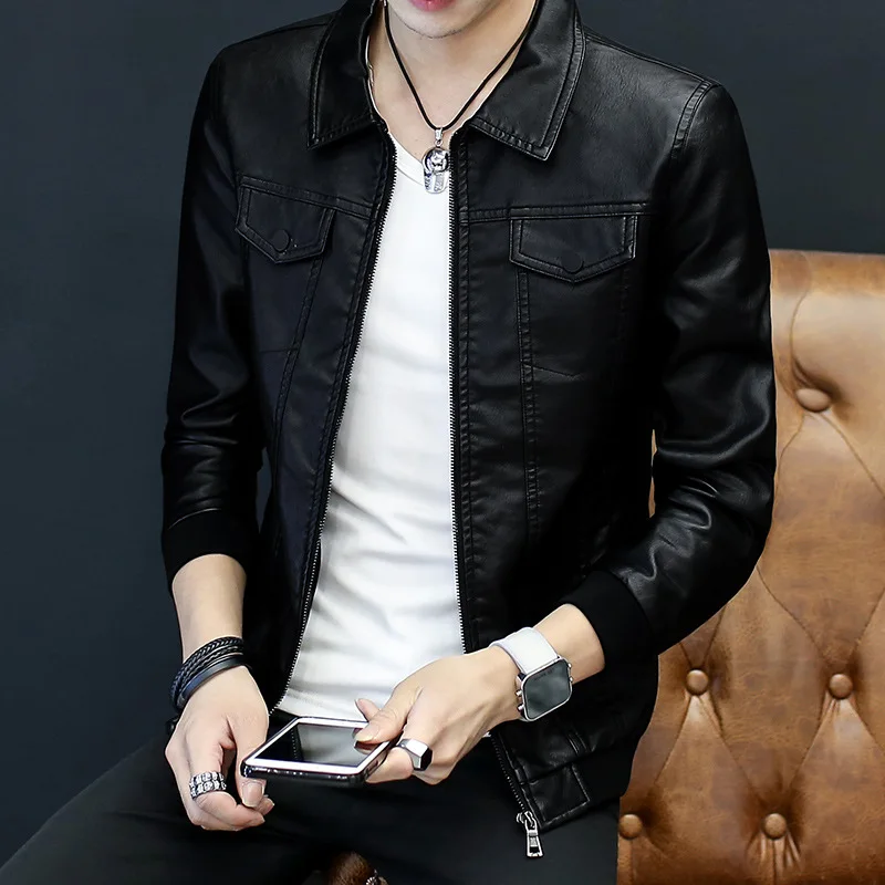 Новинка Осень 2020 мужская кожаная куртка для культивирования морали Молодежная